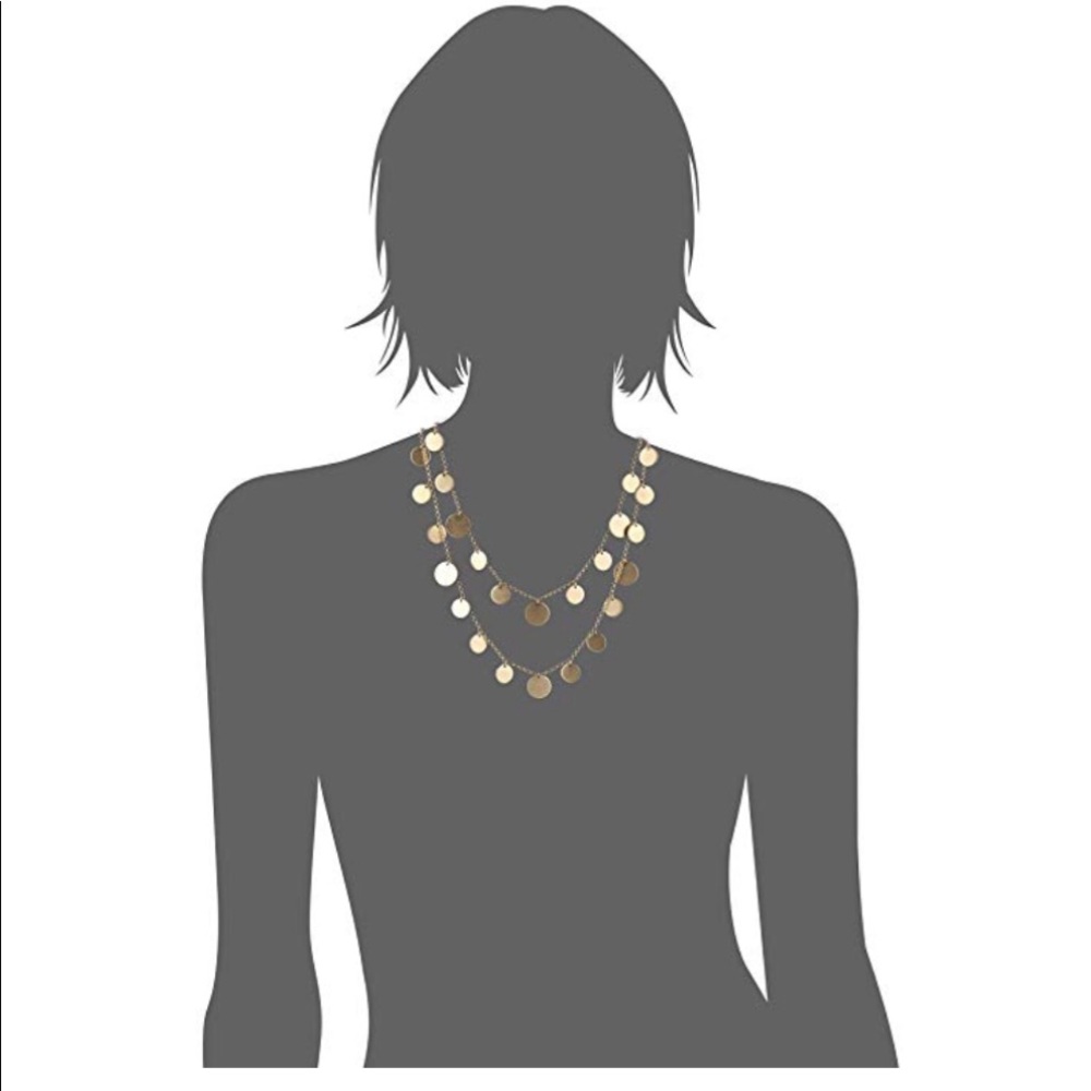Panacea Gold Two Row Disk Strand Necklace, 28 - Picture 2 of 2